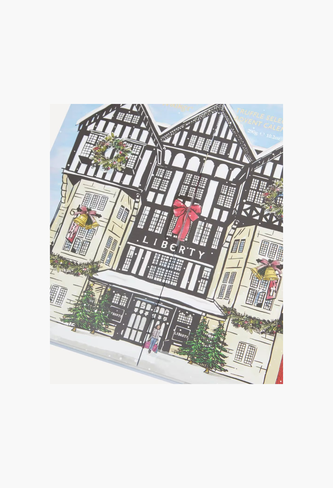 GLAM MODA Liberty Print Truffle Selection Advent Calendar featuring a festive watercolour illustration of the store