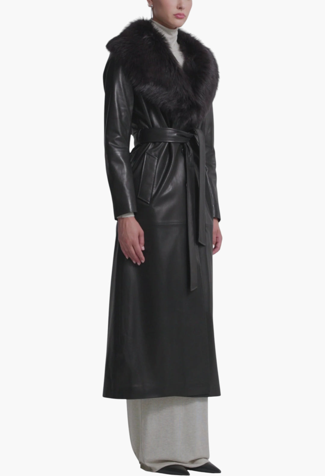 Dakota Glamorous Leather Coat - GLAM MODA