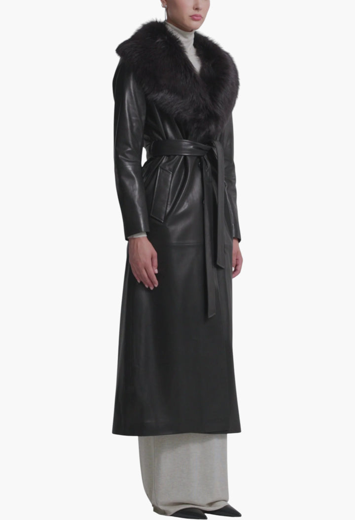 Dakota Glamorous Leather Coat - GLAM MODA