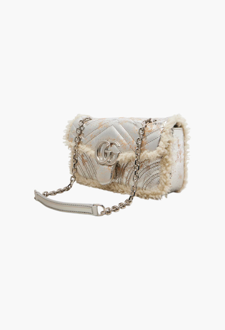 GG Marmont Medium Metallic Leather Shoulder Bag - GLAM MODA