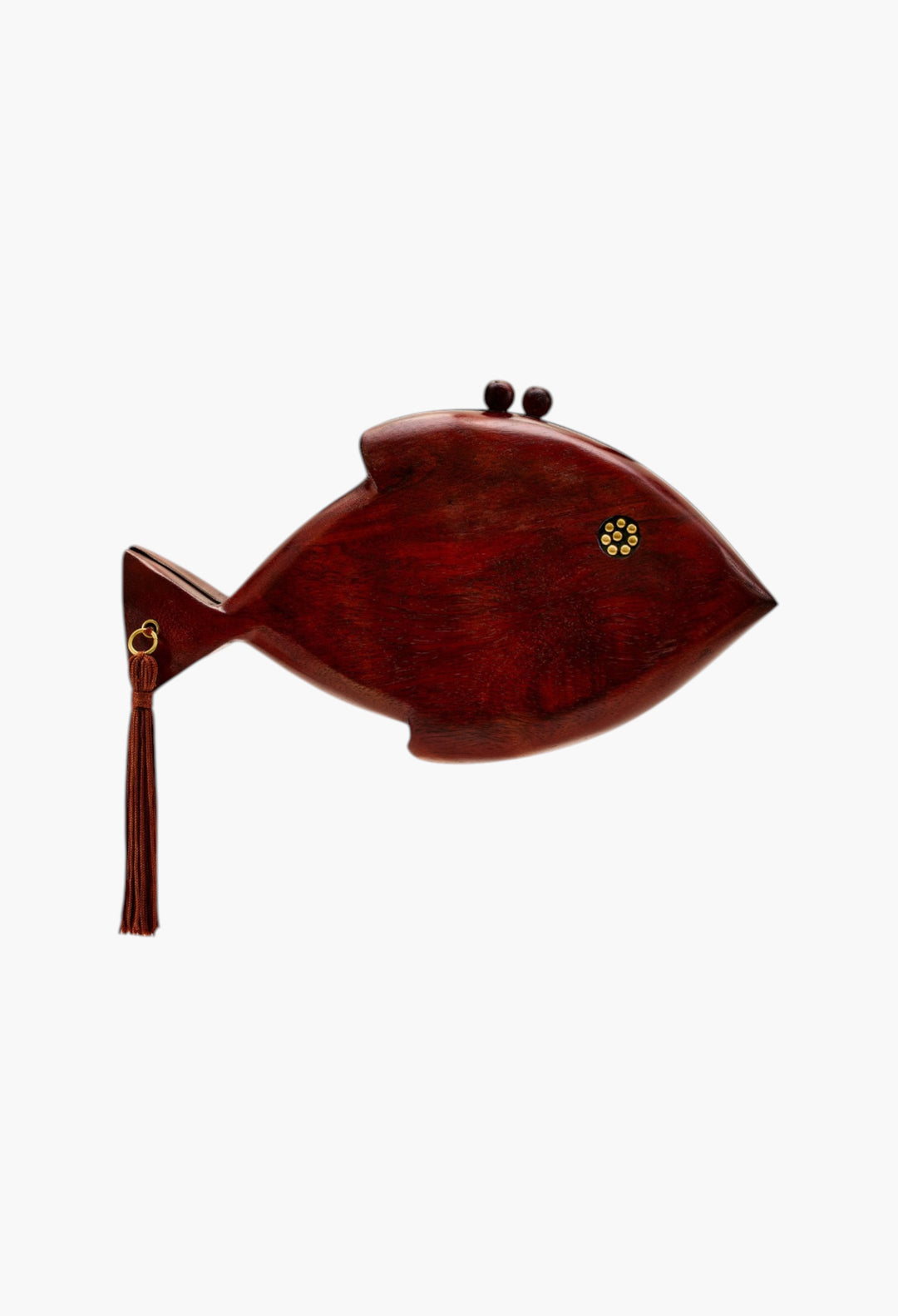 Carved Wooden Fish Clutch - GLAM MODA