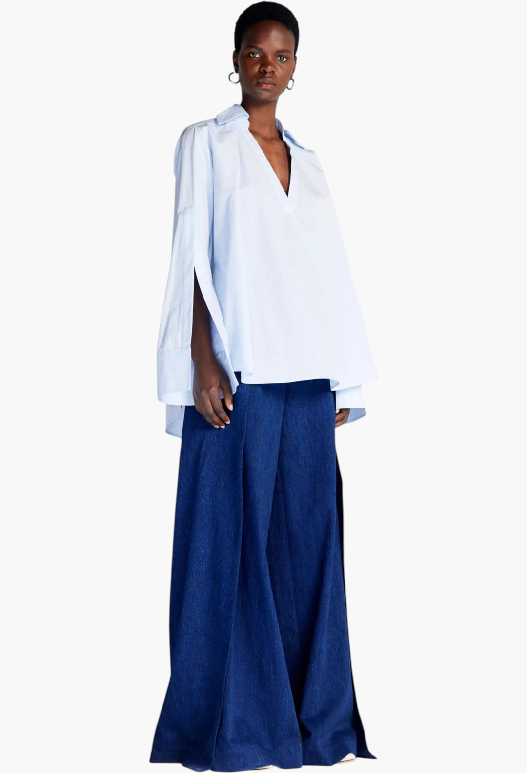 The Fracture Shirt - Blue Cotton Mouline Stripe - GLAM MODA