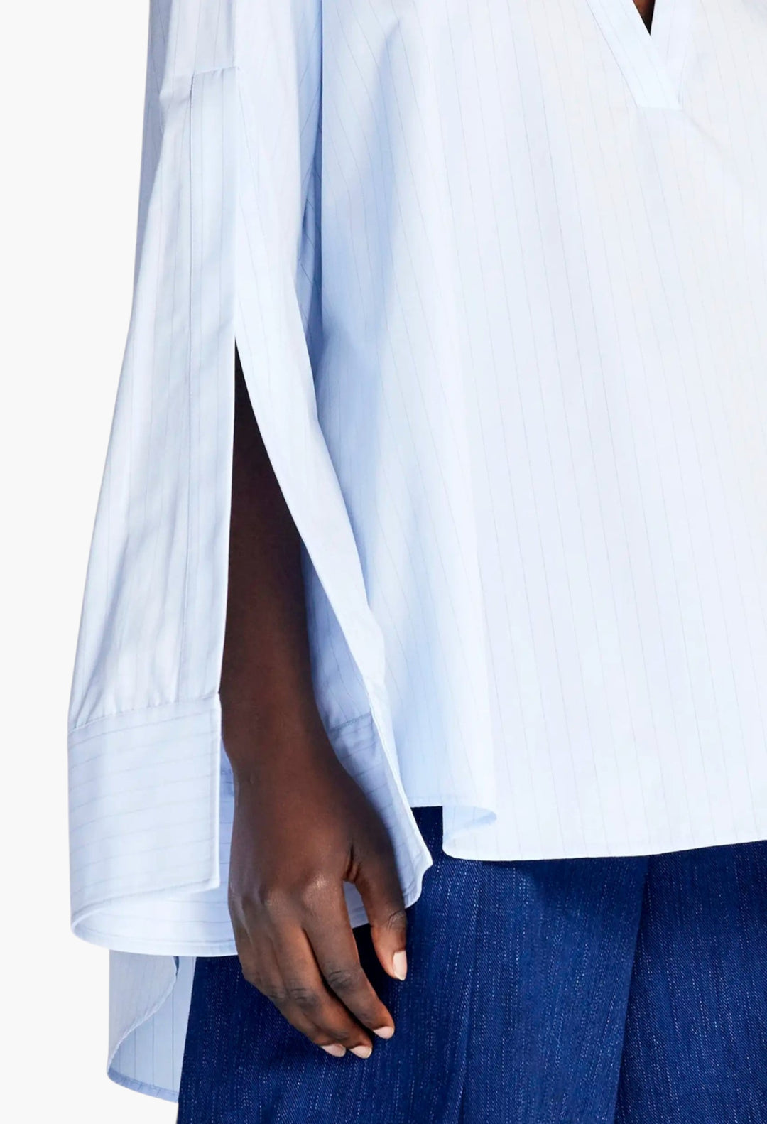 The Fracture Shirt - Blue Cotton Mouline Stripe - GLAM MODA