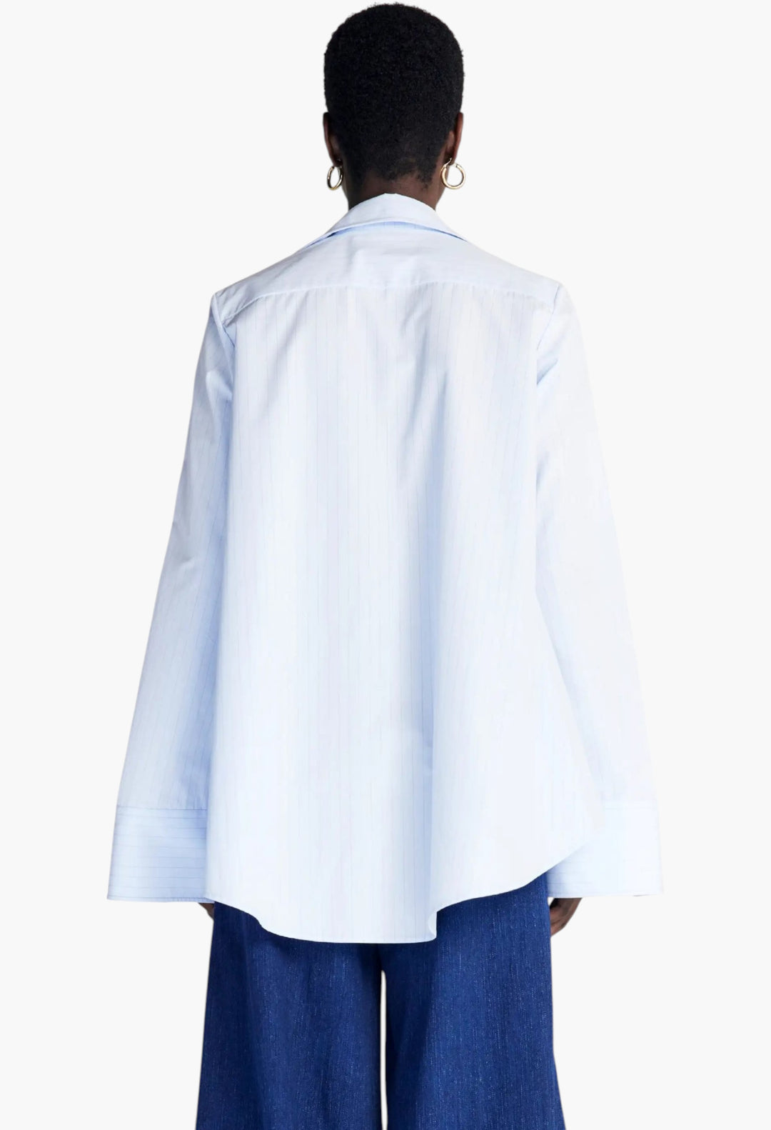 The Fracture Shirt - Blue Cotton Mouline Stripe - GLAM MODA