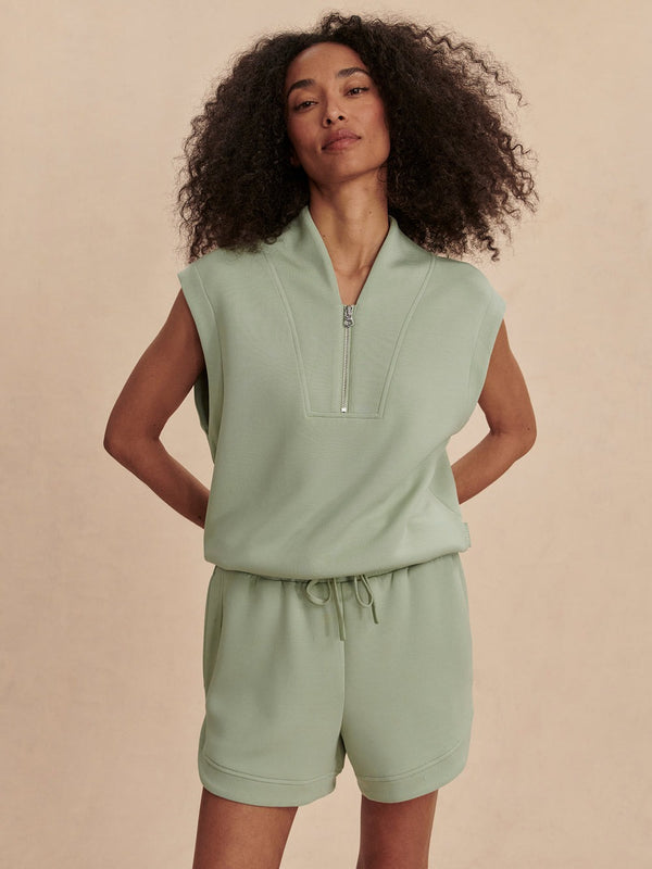 Snow Sage - Loretta Half-Zip Sleeveless Sweat