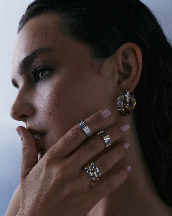 The Noir Link Ring- Silver - GLAM MODA
