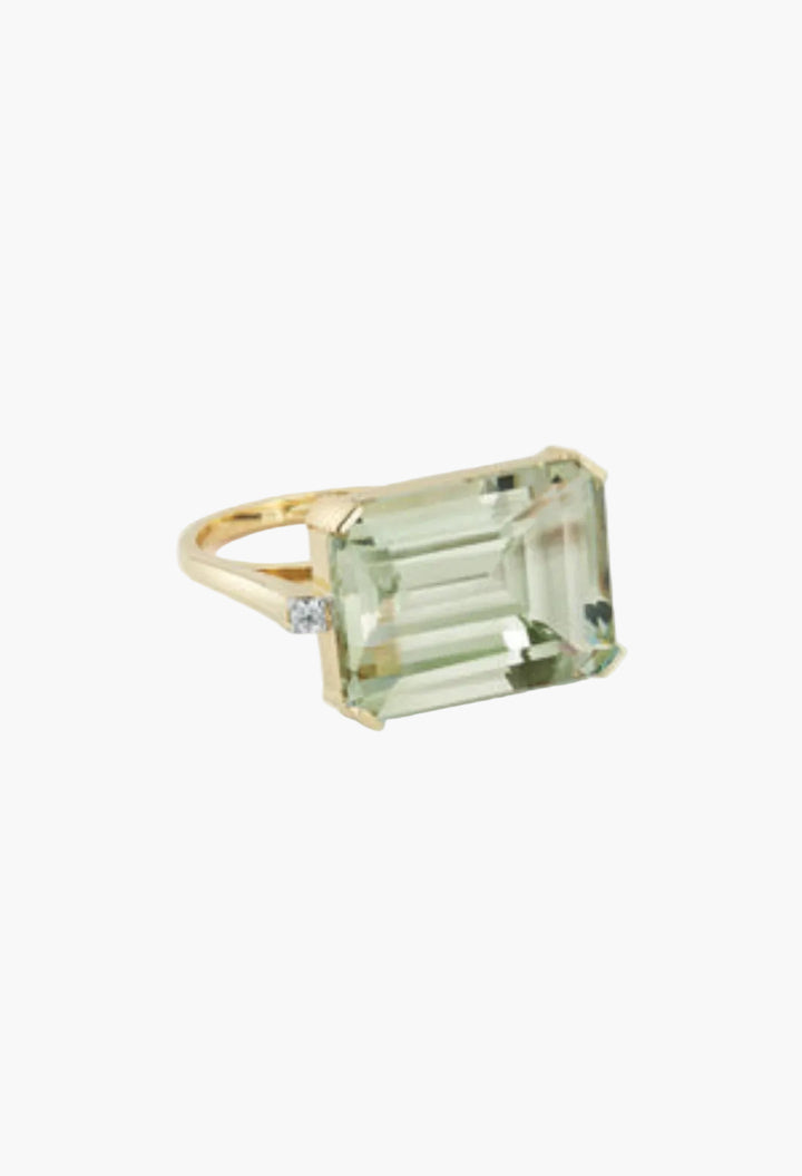 East West Green Amethyst Ring