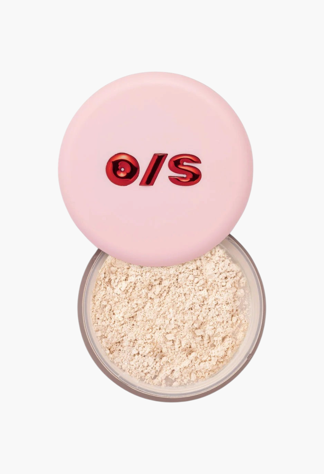 GLAM MODA Blurring Setting Powder Crystal Sprinkles in a round container with a light pink lid and golden shimmer.