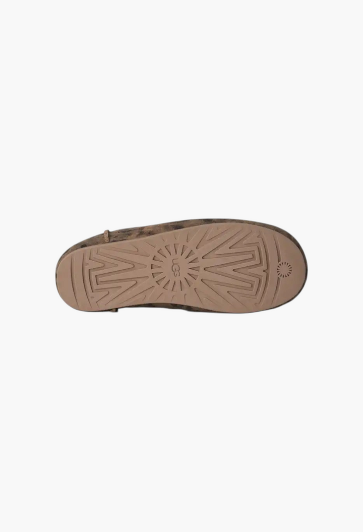 GLAM MODA Elea spotted slip-on slipper showing the molded rubber outsole with UGG logo branding