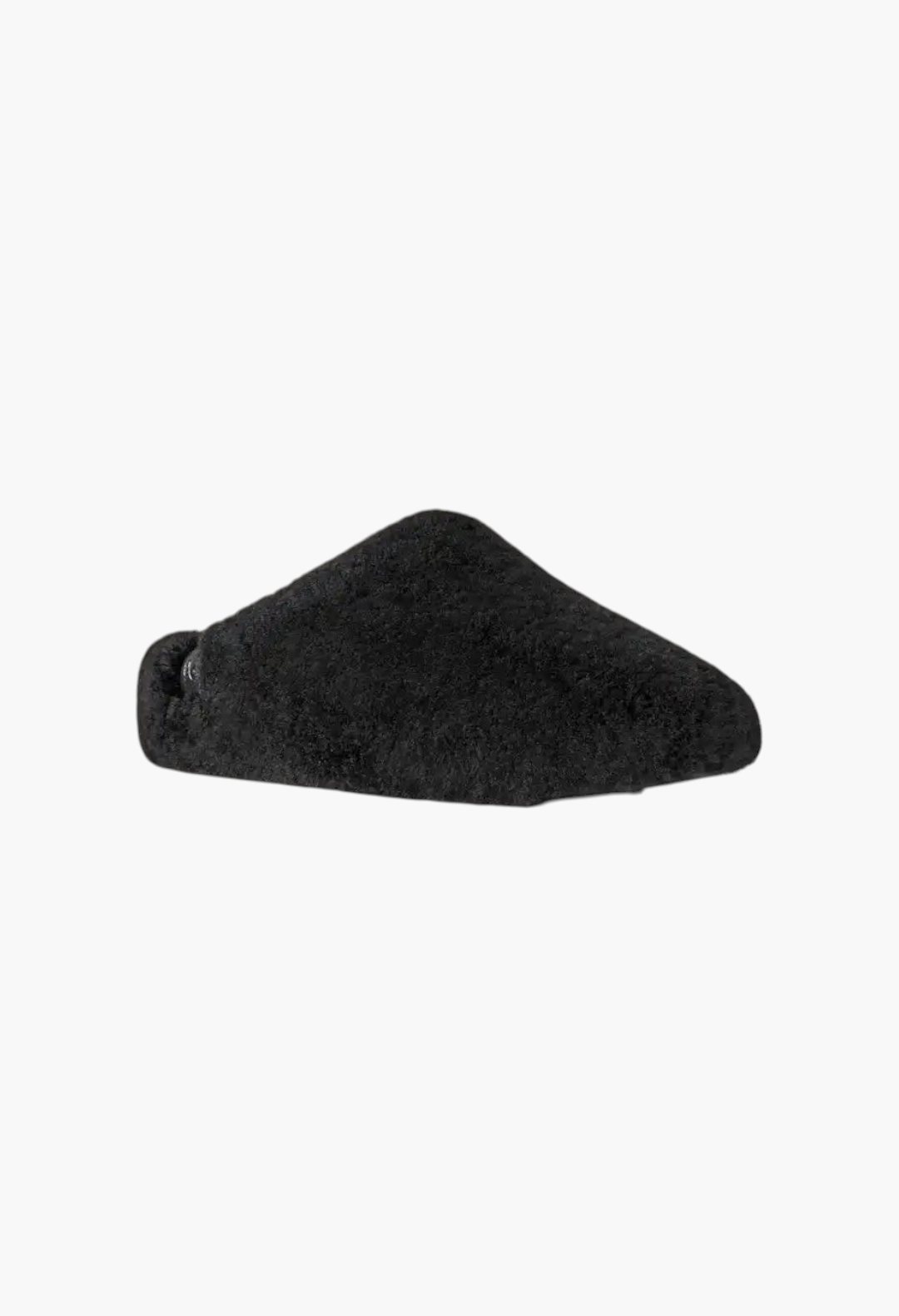 GLAM MODA black sheepskin Elea fluffed slip-on slipper with a minimalist design and rubber outsole.