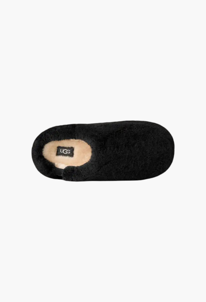 GLAM MODA black sheepskin Elea slip-on slipper with a plush texture and UGG logo label on the insole