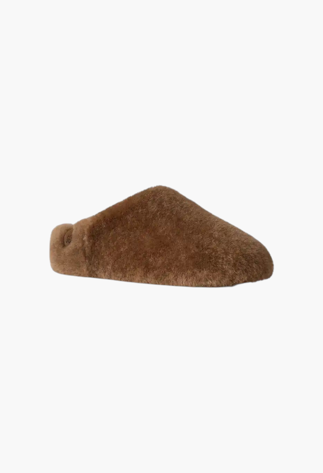 GLAM MODA brown sheepskin Elea fluffed slip-on slipper with a minimalist design and rubber outsole