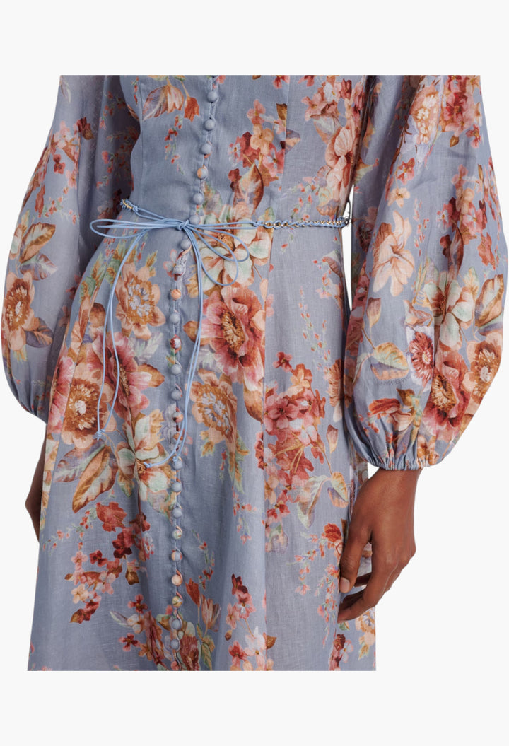 Awaken Floral Linen Midi Dress - GLAM MODA