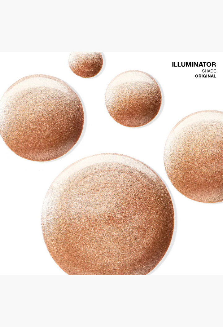 GLAM MODA Mini Glow Getters Illuminator drops in Original shade, showing shimmering golden liquid highlighter texture.