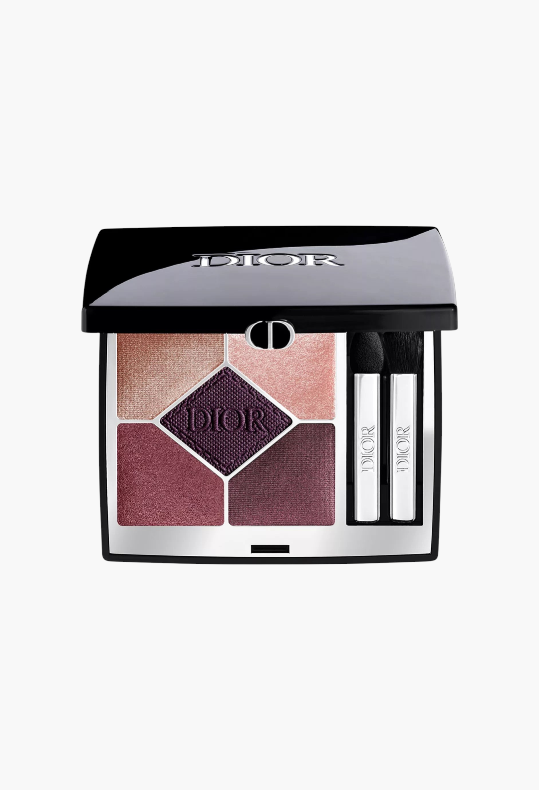 GLAM MODA Diorshow 5 Couleurs Couture eyeshadow palette featuring five rich purple and pink shades with applicators.