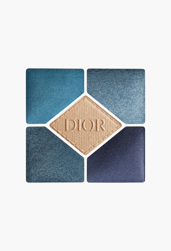 GLAM MODA Diorshow 5 Couleurs eyeshadow palette featuring blue and gold shades with shimmer and matte finishes.