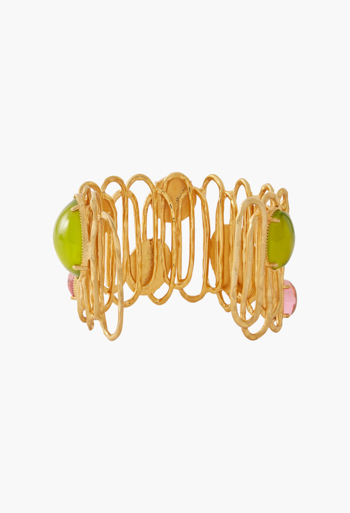 Loop De Loop Gold-Plated Glass And Resin Cuff - GLAM MODA