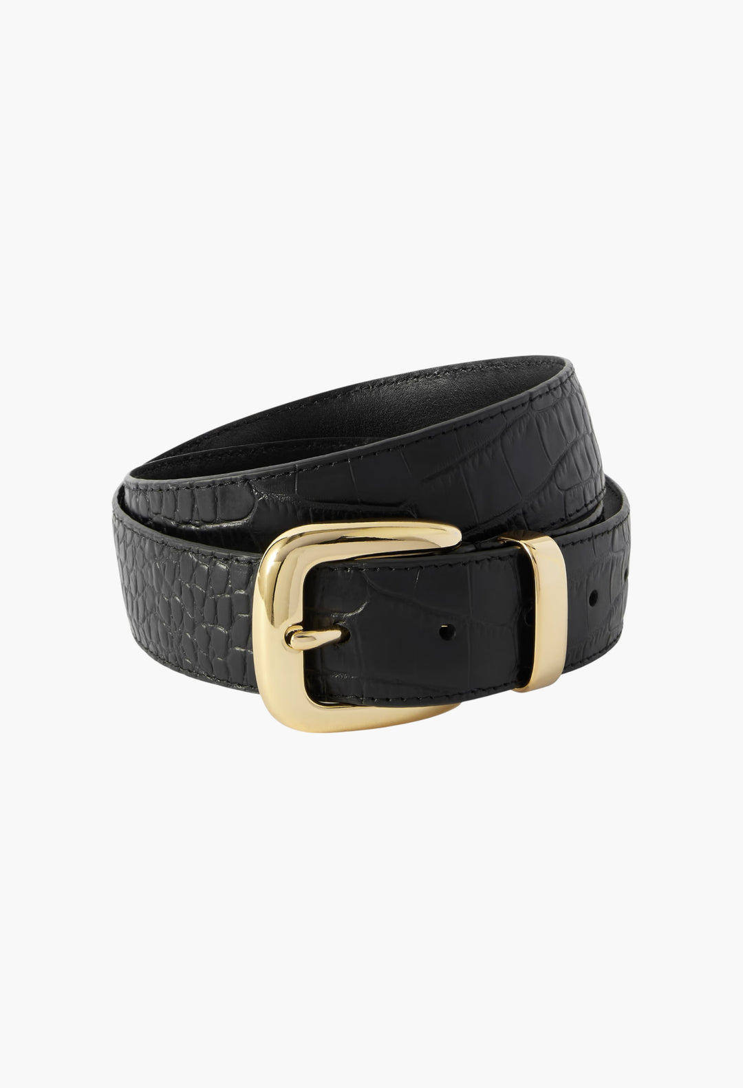 Croc-Effect Leather Belt - GLAM MODA
