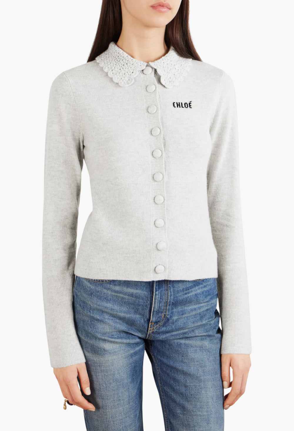 Crochet-Trimmed Logo-Detailed Wool Cardigan - GLAM MODA