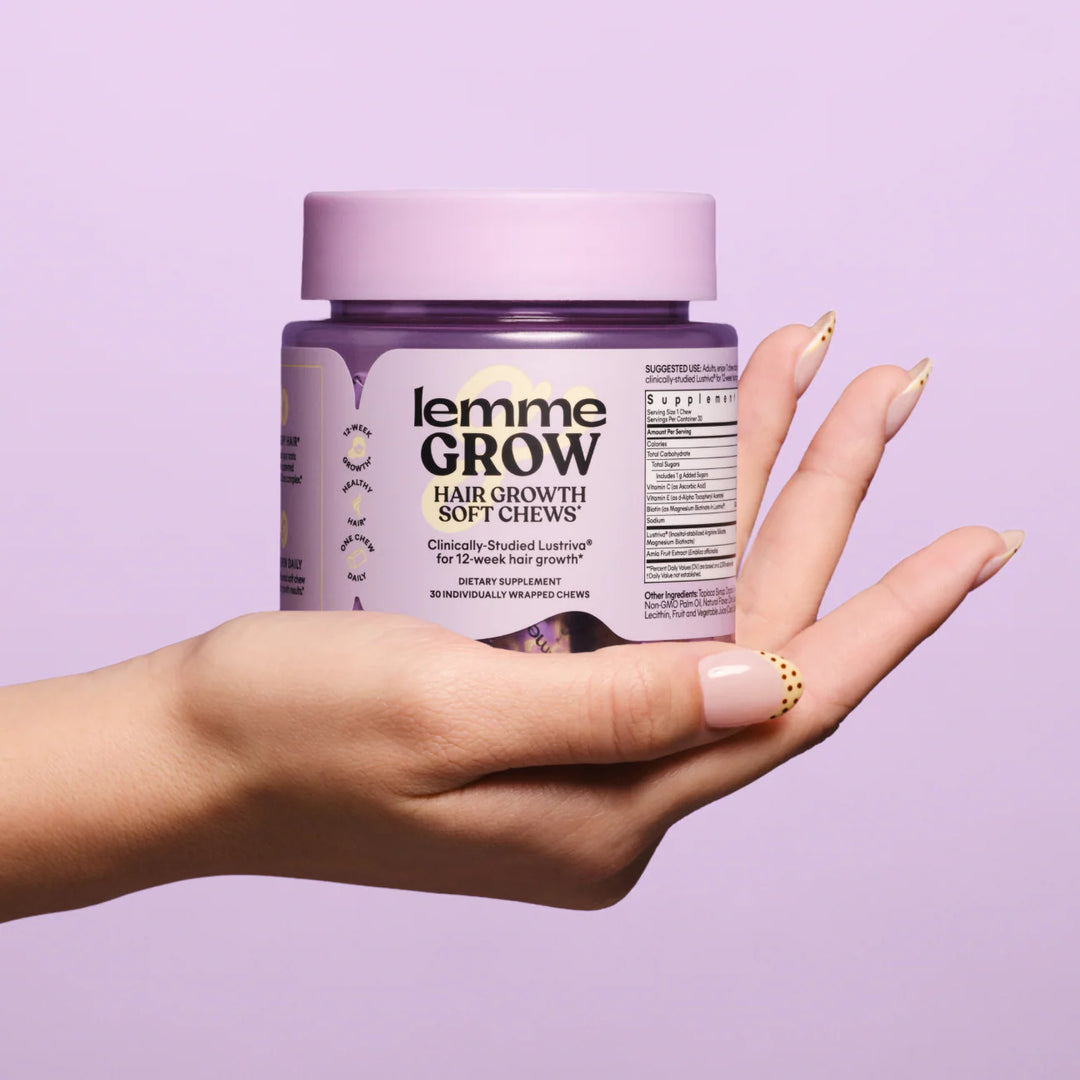 Lemme Grow Soft Chews - Hair Growth & Skin Support - Clinically Studied Lustriva - Mixed Fruit Flavor - GLAM MODA