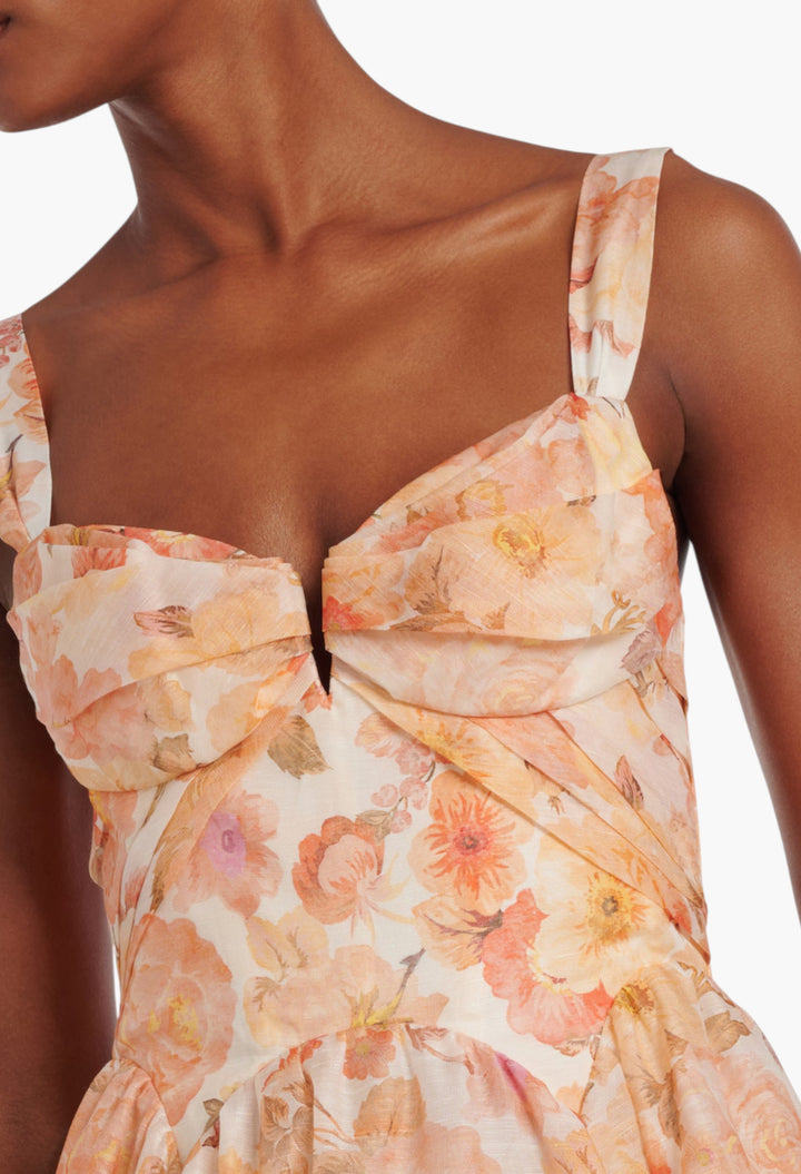 Rebellion Floral Linen And Silk Midi Dress - GLAM MODA