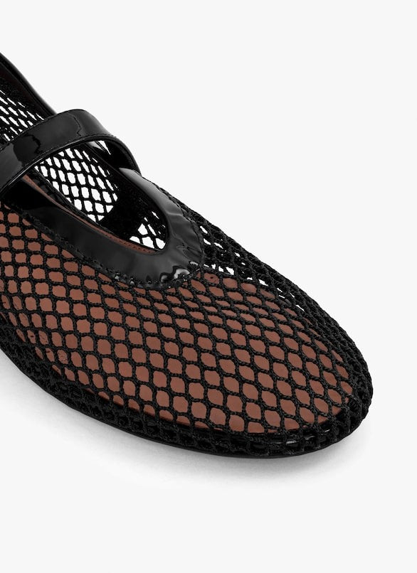 Black - Ballet Flats In Fishnet