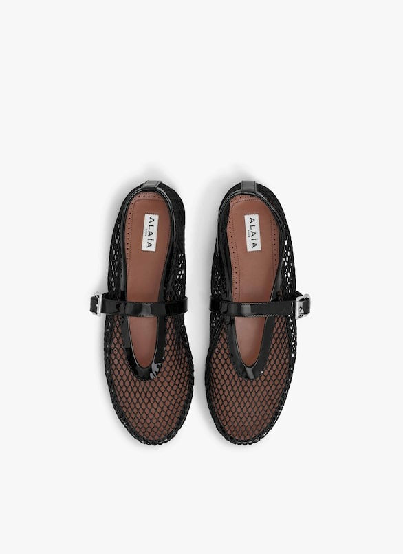 Black - Ballet Flats In Fishnet