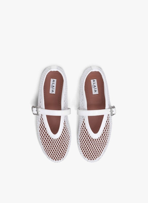 White - Ballet Flats In Fishnet