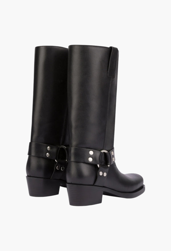 Roxy Boot - Square-Toe Boots In Smooth Black Leather