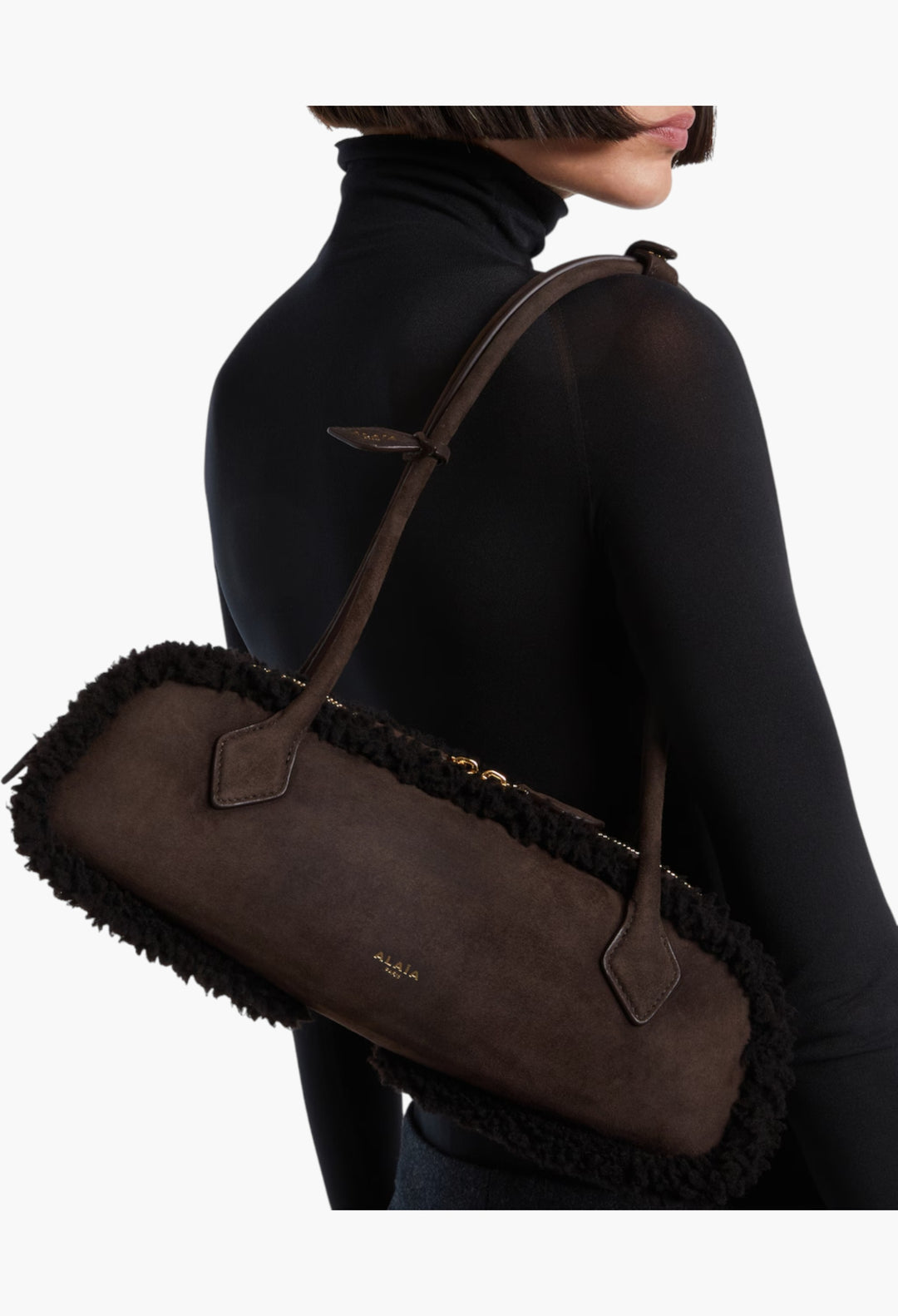 Le Teckel Medium Suede Shoulder Bag - Marron - GLAM MODA