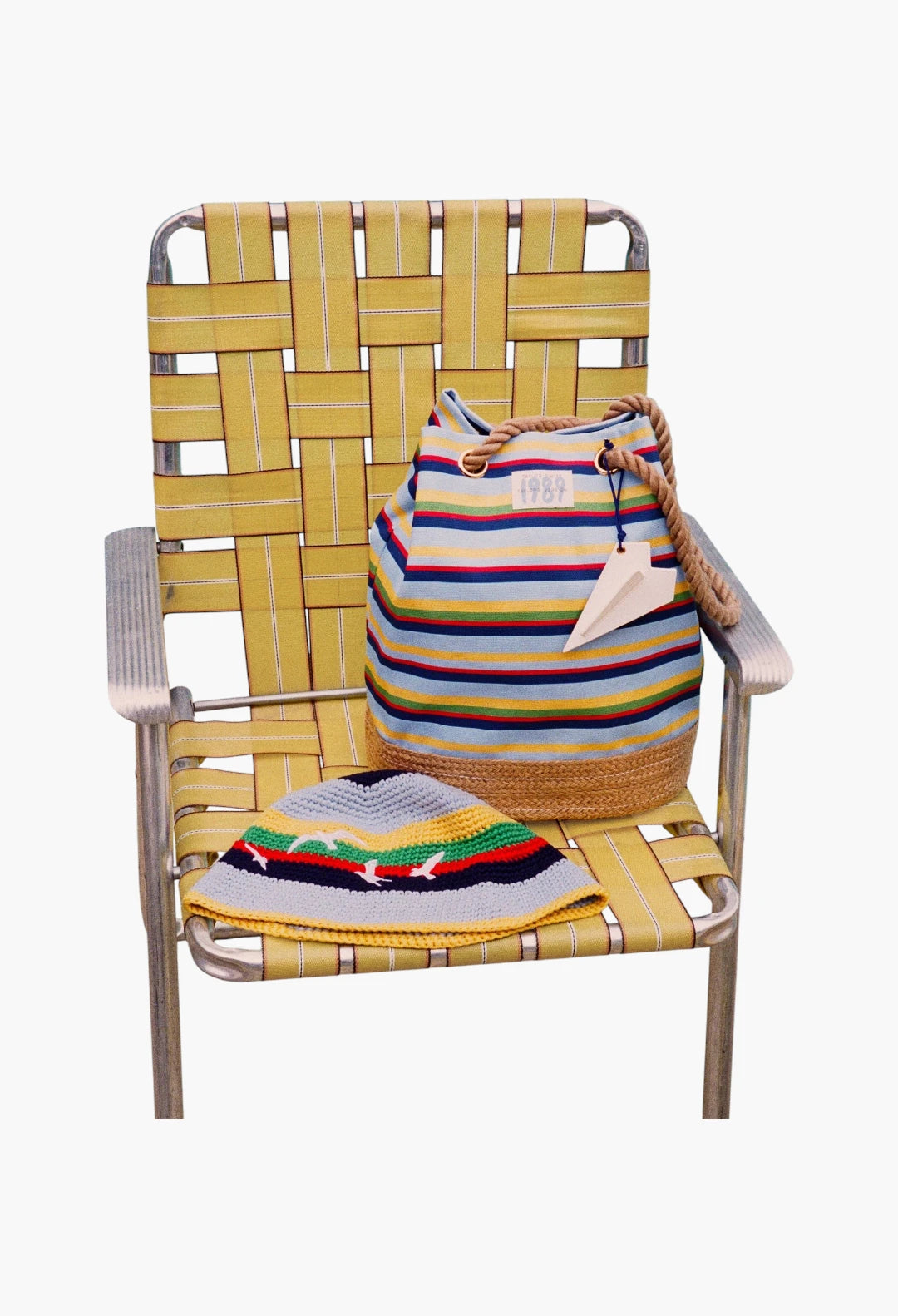 1989 Striped Bucket Bag