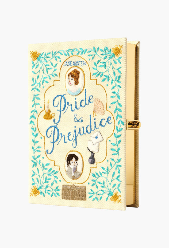 Pride And Prejudice Embroidered Appliquéd Canvas Clutch - GLAM MODA