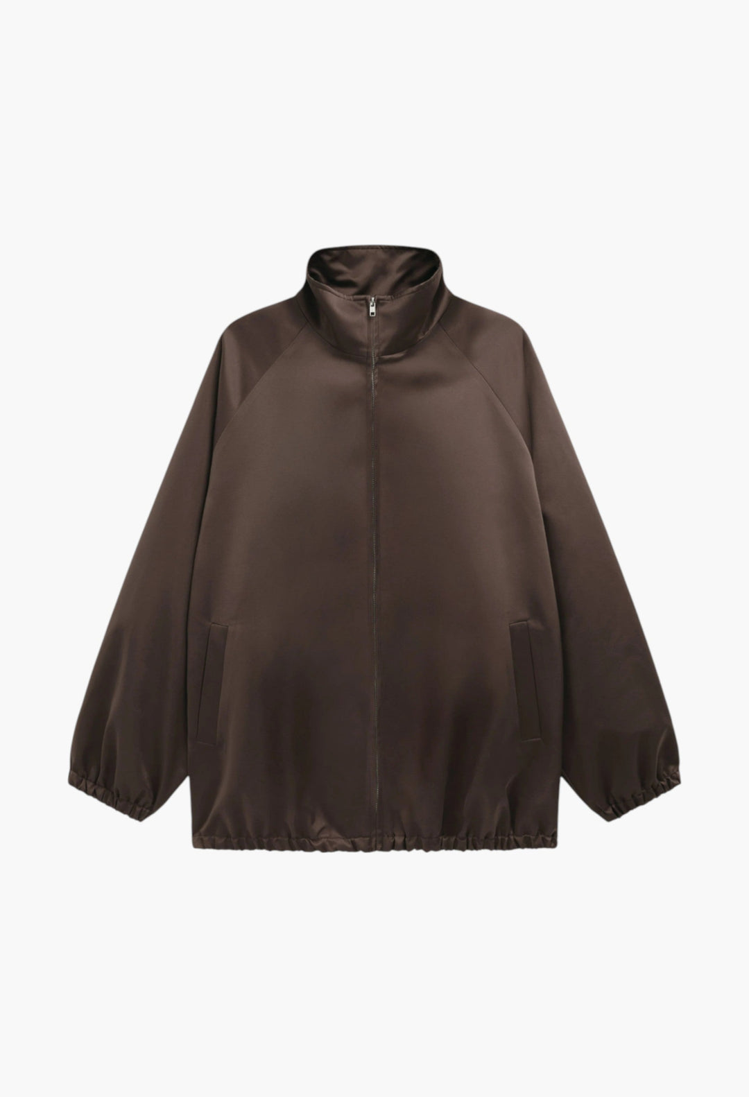 Baxter Satin Track Jacket - Brown - GLAM MODA