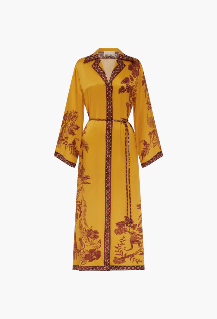 Banana Blossom Silk Shirtdress - GLAM MODA