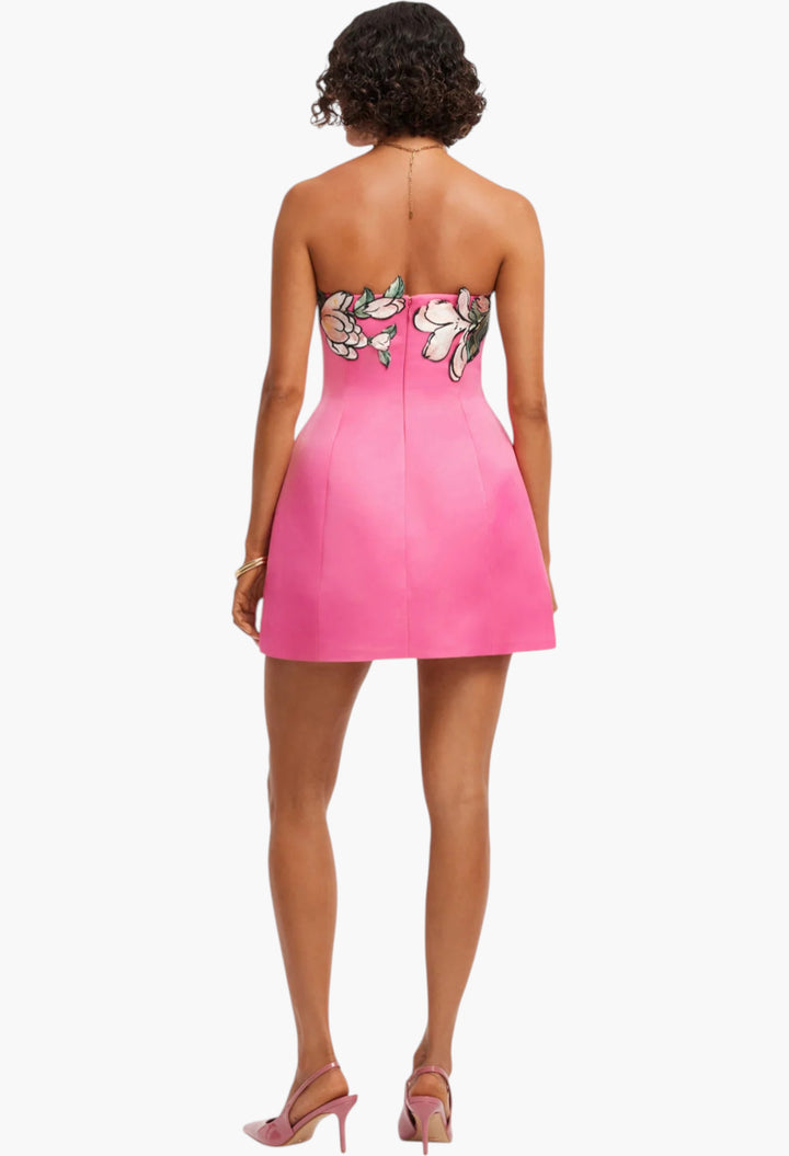 Appliqué Floral Bustier Mini Dress - GLAM MODA