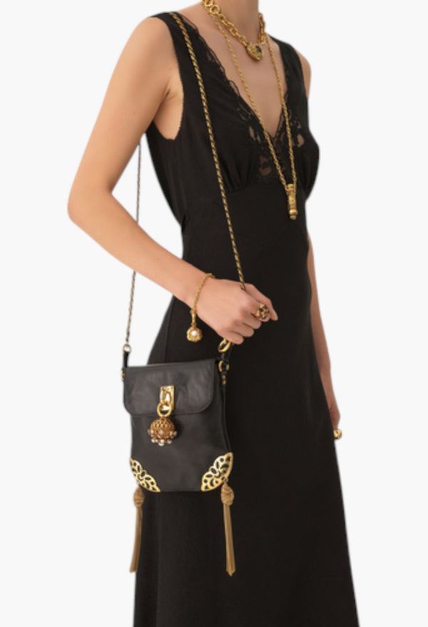 Château Treasures Chain Flap Bag In Grained Leather