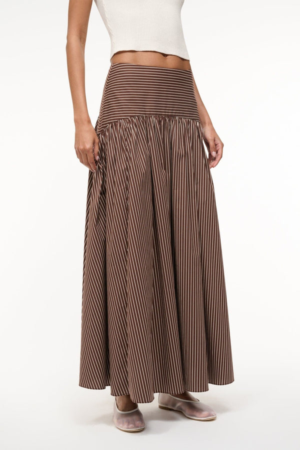 Dark Oak Micro Stripe - Procida Linen Skirt