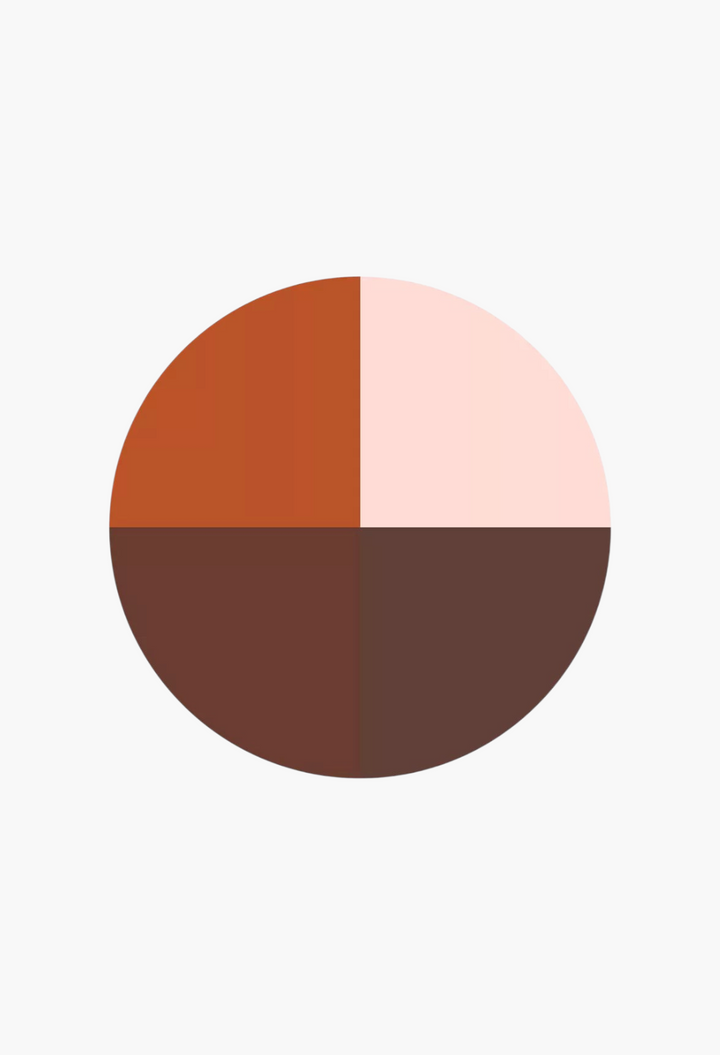 GLAM MODA Ombres G Eyeshadow Quad in Undressed Brown featuring four distinct shades of warm and deep brown tones.