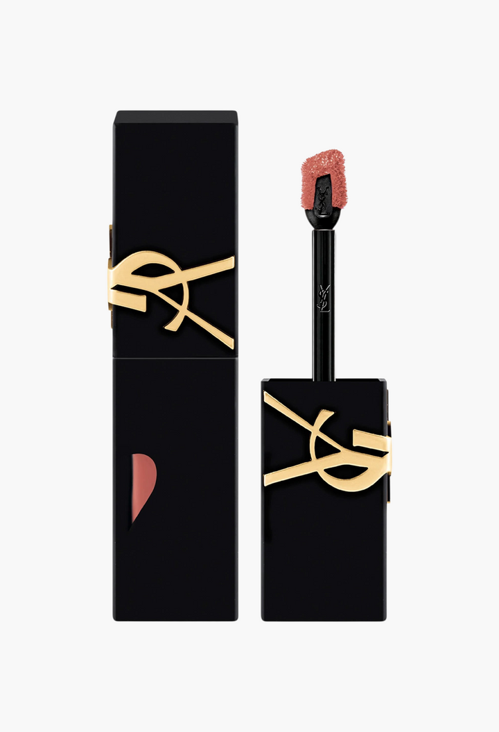 GLAM MODA Yves Saint Laurent The Inks Blurring Matte Liquid Lip Stain in a sleek black tube with gold logo applicator