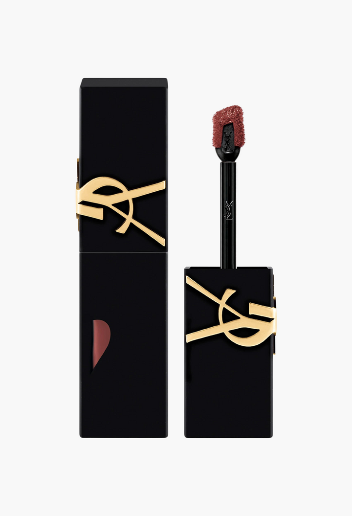 GLAM MODA Yves Saint Laurent The Inks Blurring Matte Liquid Lip Stain in a sleek black tube with gold logo applicator