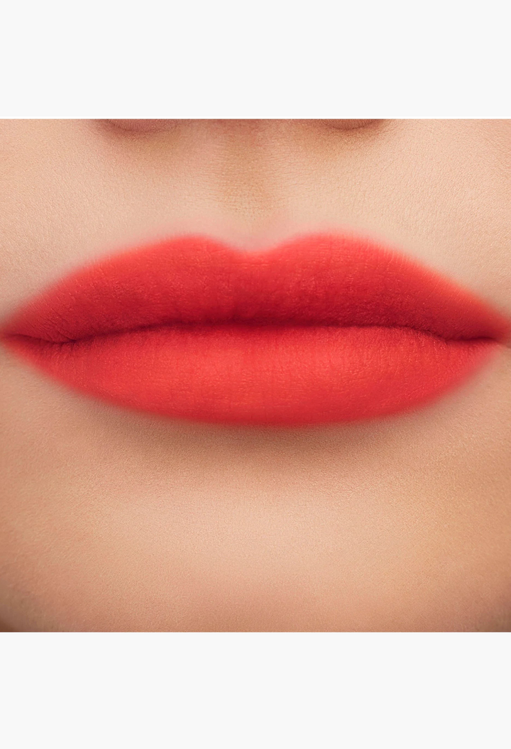 GLAM MODA Yves Saint Laurent The Inks Blurring Matte Liquid Lip Stain showing a soft-focus pink matte lip effect