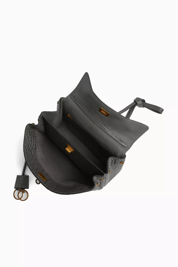 Small Rodeo Handbag in Croc-embossed Calfskin