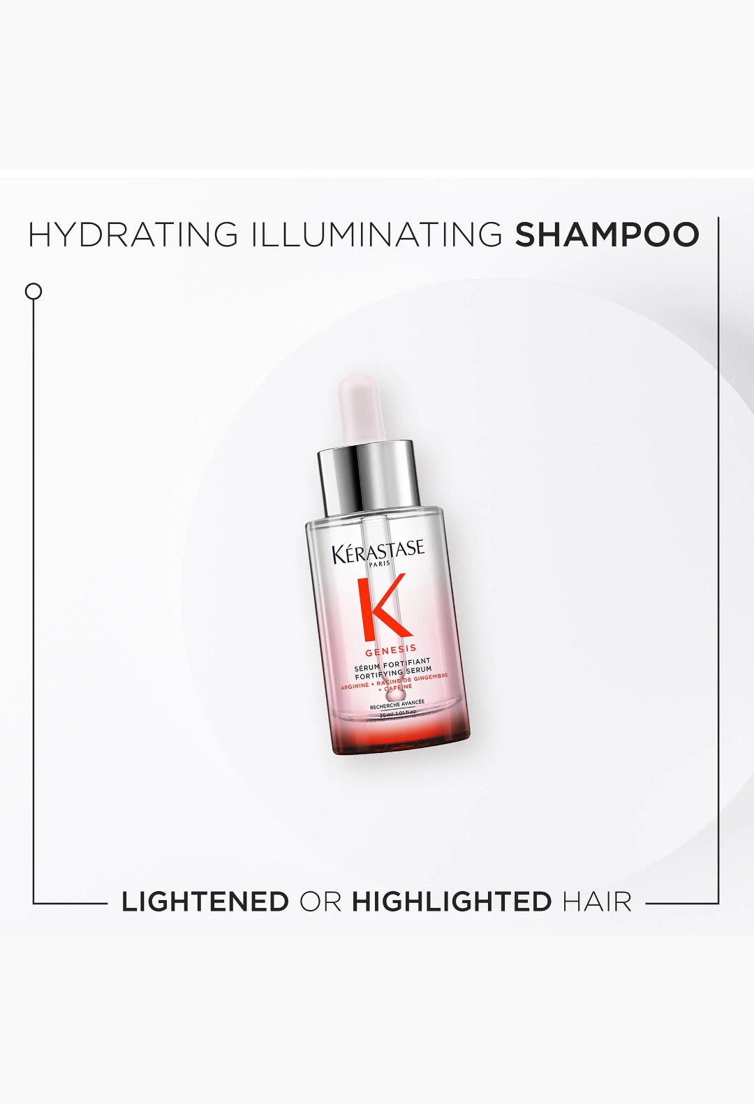 GLAM MODA Kérastase Genesis anti-hair fall scalp serum in a clear glass bottle with a pipette dropper