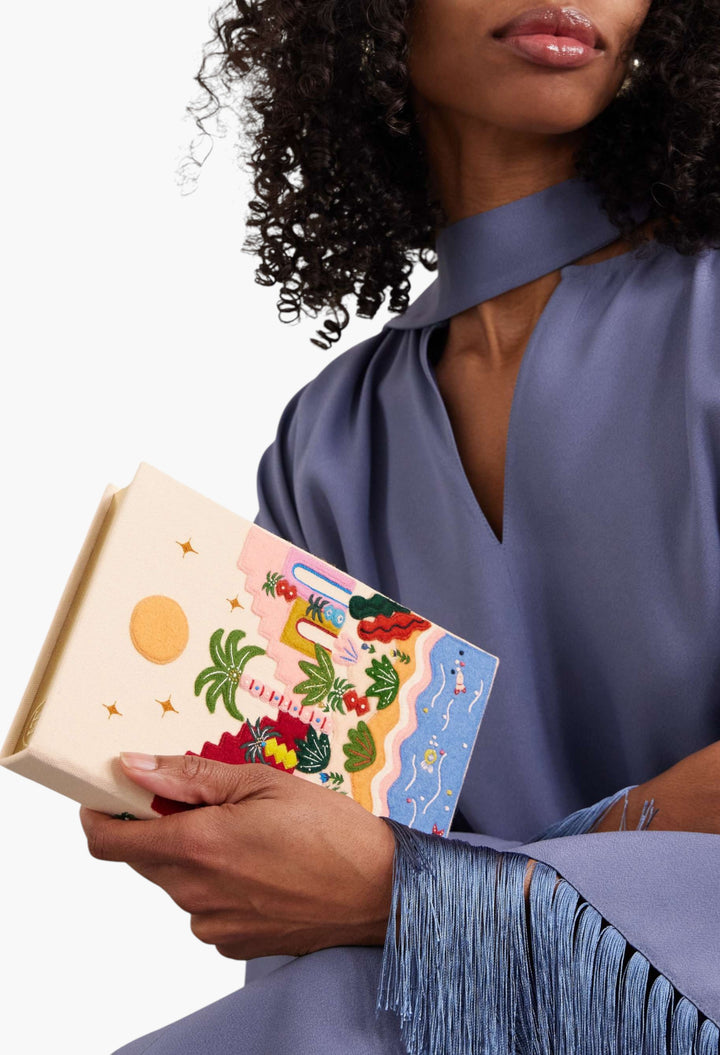 Tropic Vibes Embroidered Appliquéd Cotton, Wool And Silk-Blend Canvas Clutch - GLAM MODA