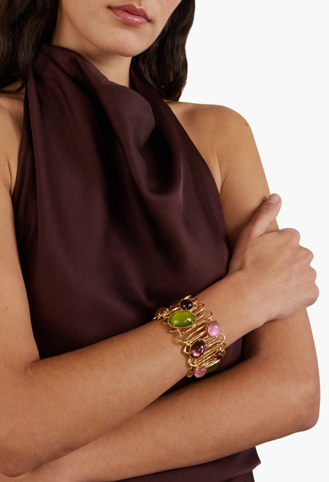 Loop De Loop Gold-Plated Glass And Resin Cuff - GLAM MODA