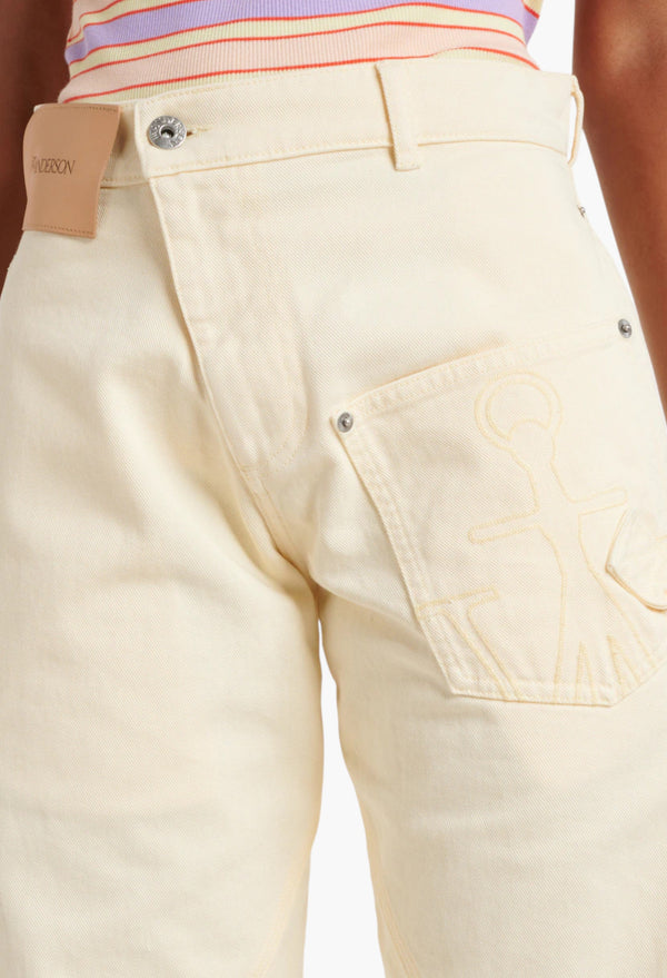 Twisted High-Rise Wide-Leg Jeans