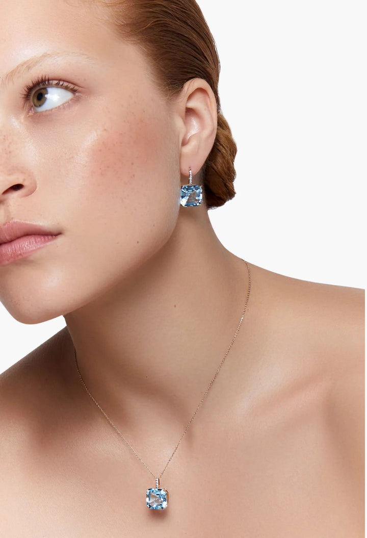 14kt Asscher Cut Swiss Blue Topaz Necklace