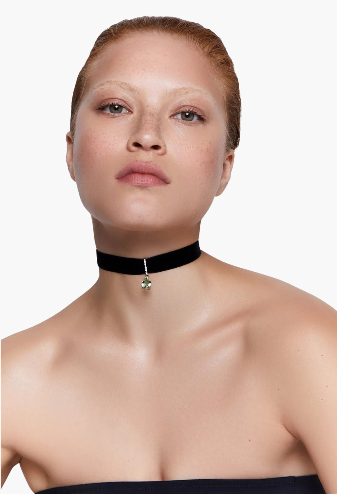 14kt Green Amethyst and Diamond Velvet Choker