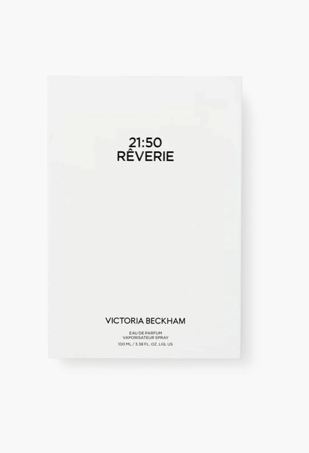 GLAM MODA 21:50 Rêverie Eau de Parfum by Victoria Beckham in a minimalist white rectangular fragrance box.
