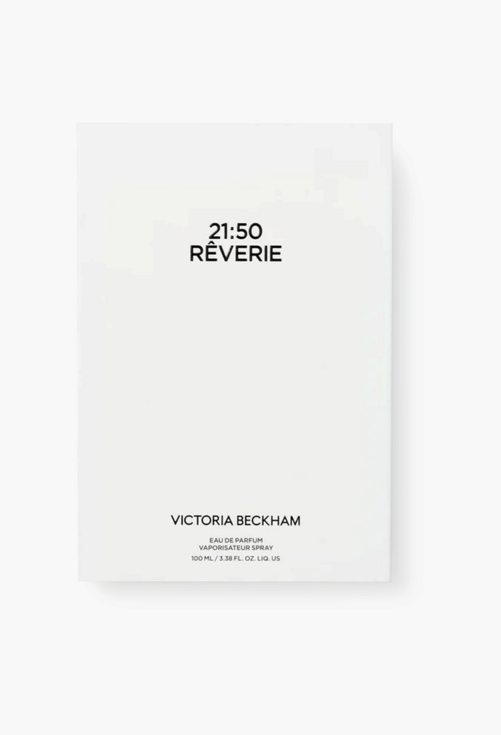 GLAM MODA 21:50 Rêverie Eau de Parfum by Victoria Beckham in a minimalist white rectangular fragrance box.